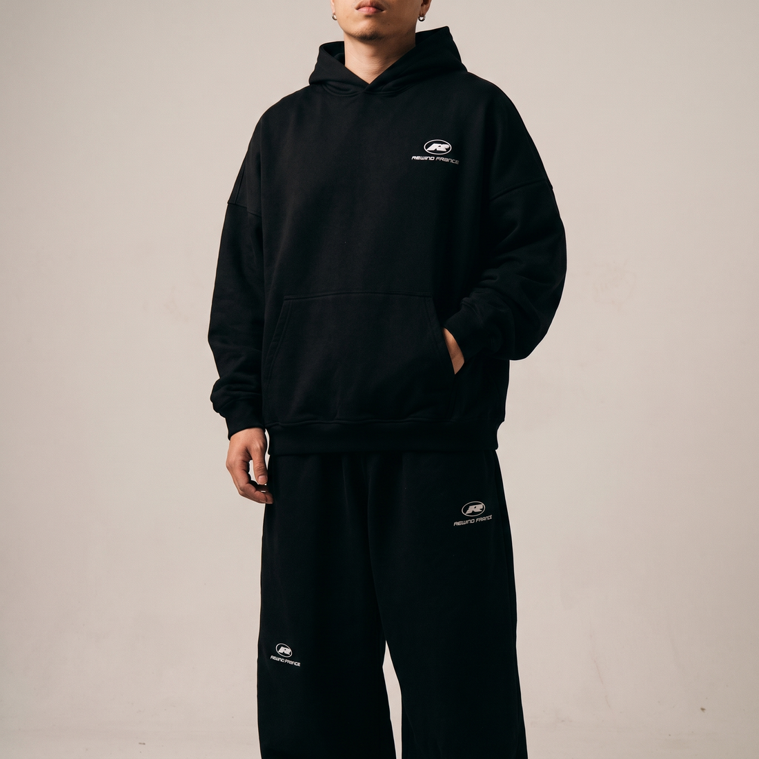 Ensemble Survêtement Rewind — hoodie et jogger noirs